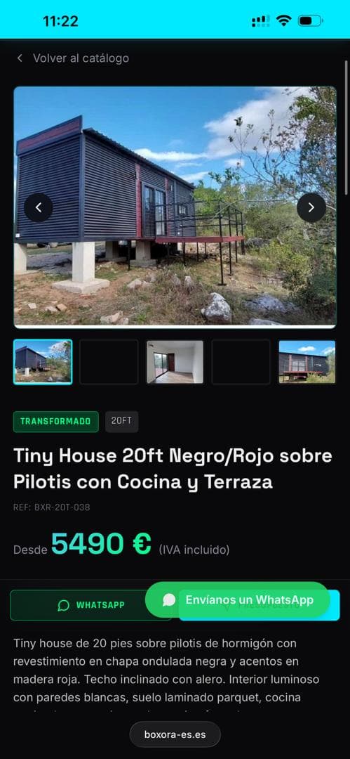 Tiny House de 6 mètres (20 pieds) noire et rouge sur pilotis avec cuisine et terrasse 2
