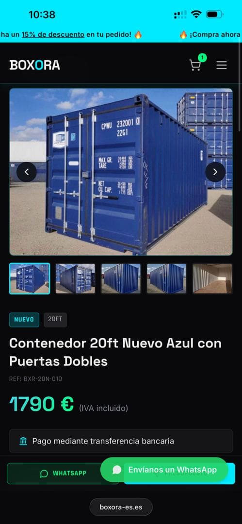 Conteneur bleu neuf de 20 pieds avec double porte 1