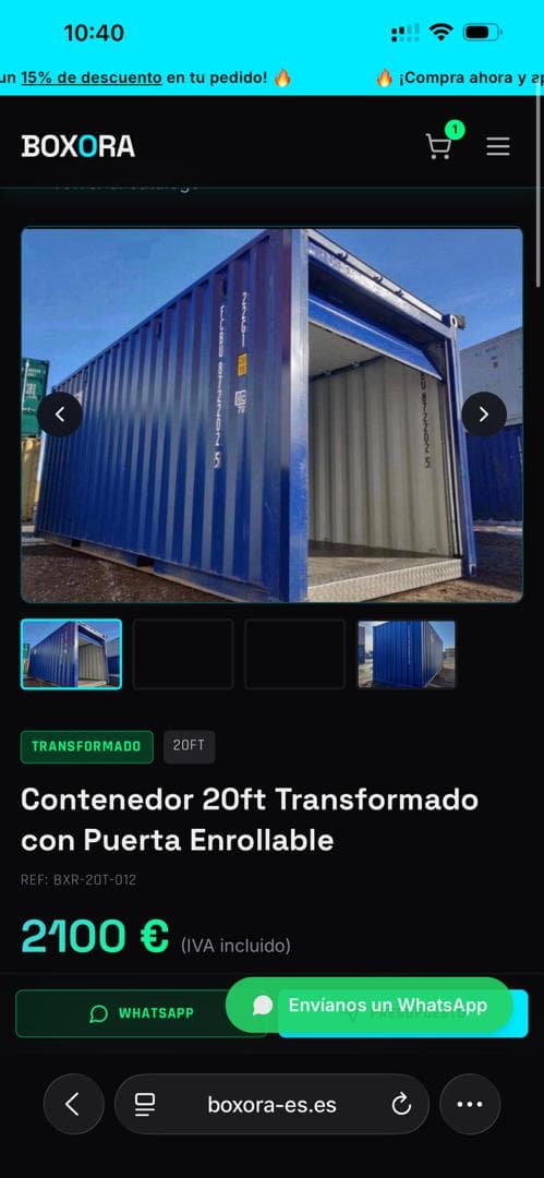 Conteneur de 20 pieds transformé avec porte enroulable 2